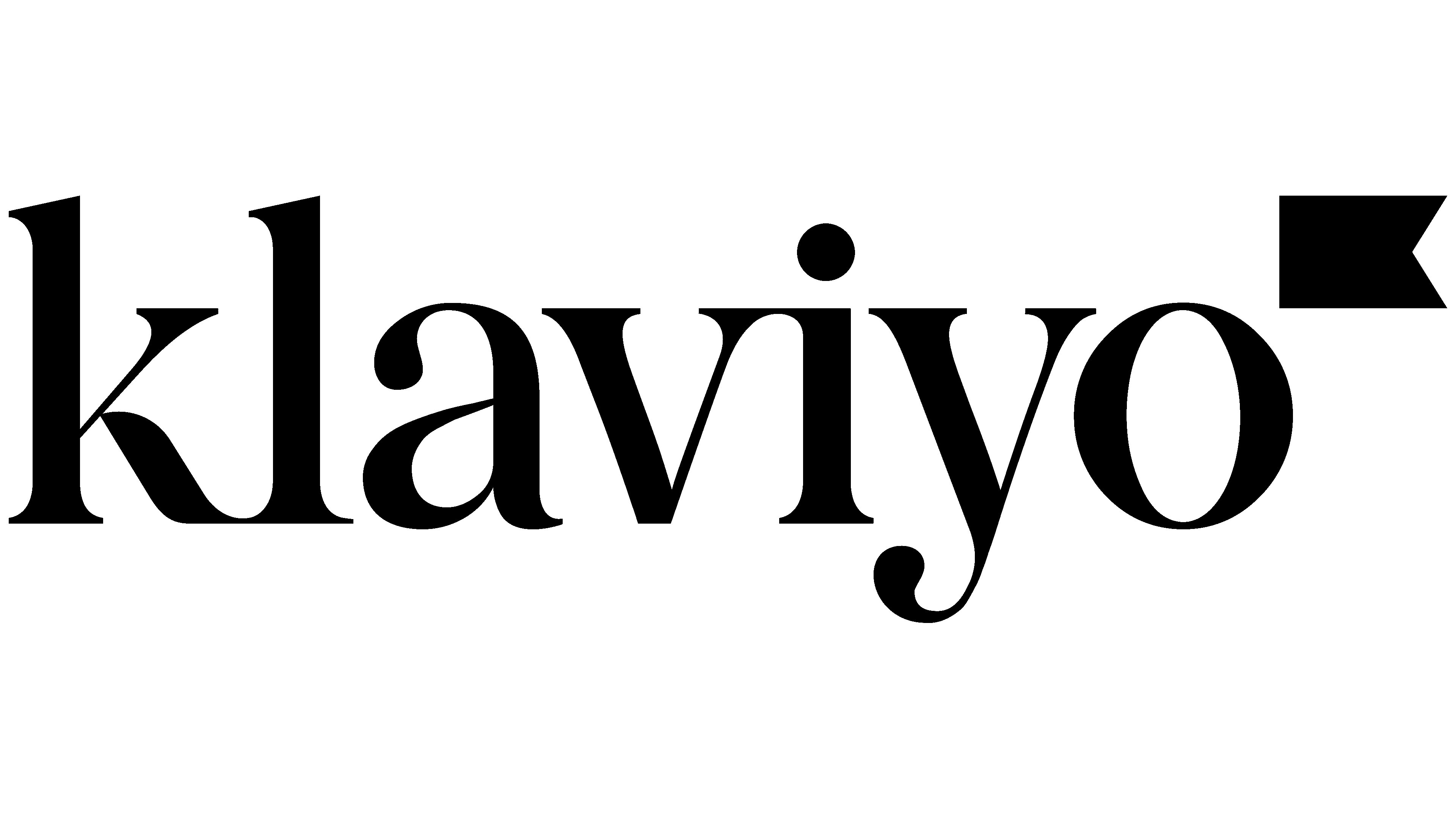 Klaviyo mustalla fontilla logo valkoisessa pohjassa. 