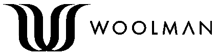 Woolman logo, värit musta ja valkoinen.